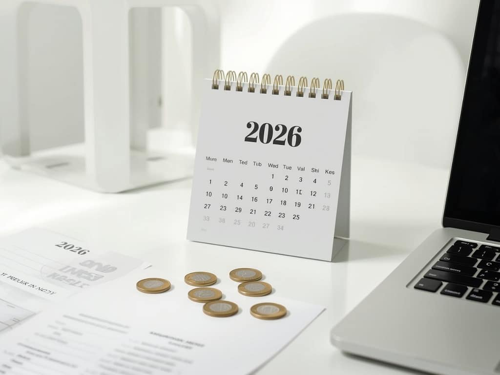 Kalendarz 2026 z euro i dokumentami dotyczącymi zorgtoeslag terminy i ważne daty.